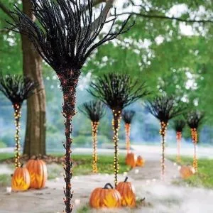 Christmas Lights for Halloween Broom