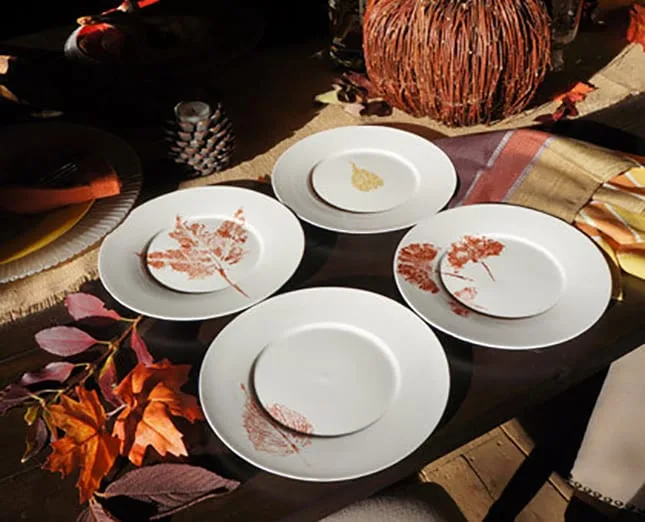 Stamped Metallic Leaf Plates Stamped Metallic Leaf Plates: