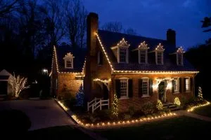 White Christmas Lights on House