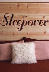 Headboard with Christmas Lights