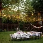 Christmas lights above table
