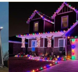 Home with multicolor RGB holiday lighting